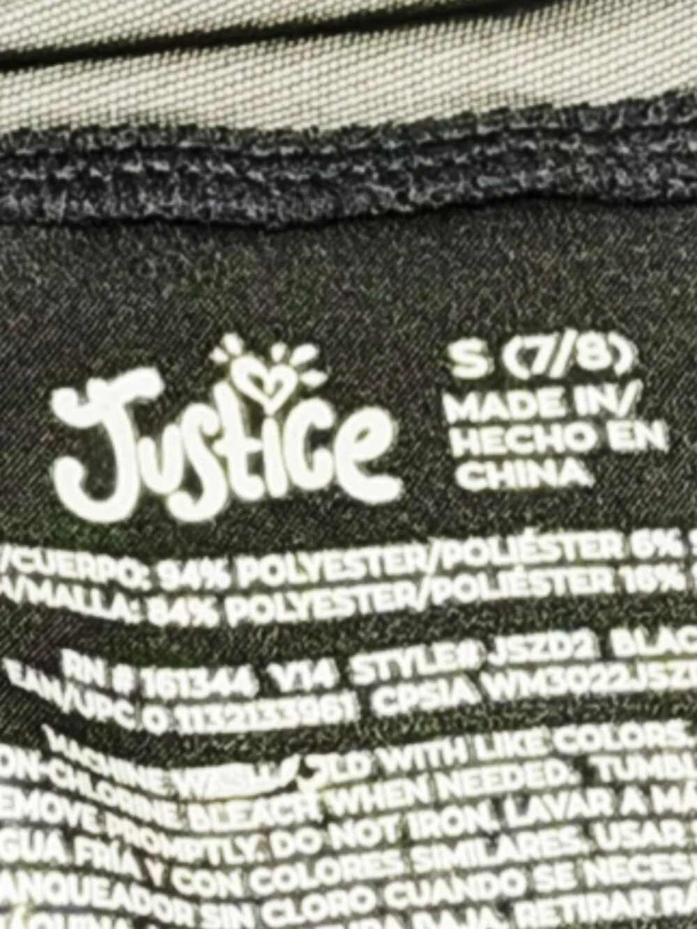 Kids Justice Dance Leotard Girls SMALL 7/8, Long Sleeves Black with Rhinestones